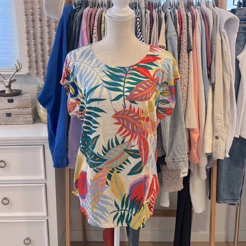 L C&C California | Tropical Print Linen Shirt size Large 